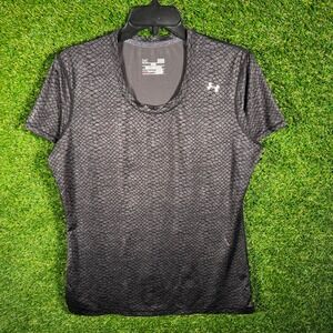 Under Armour HeatGear Womens Large Fitted‎ Snakeskin Print Athletic Shirt Grey